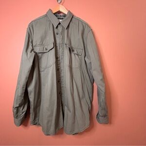 L.L. Bean Green shell, Blue and Tan Plaid lined Shirt